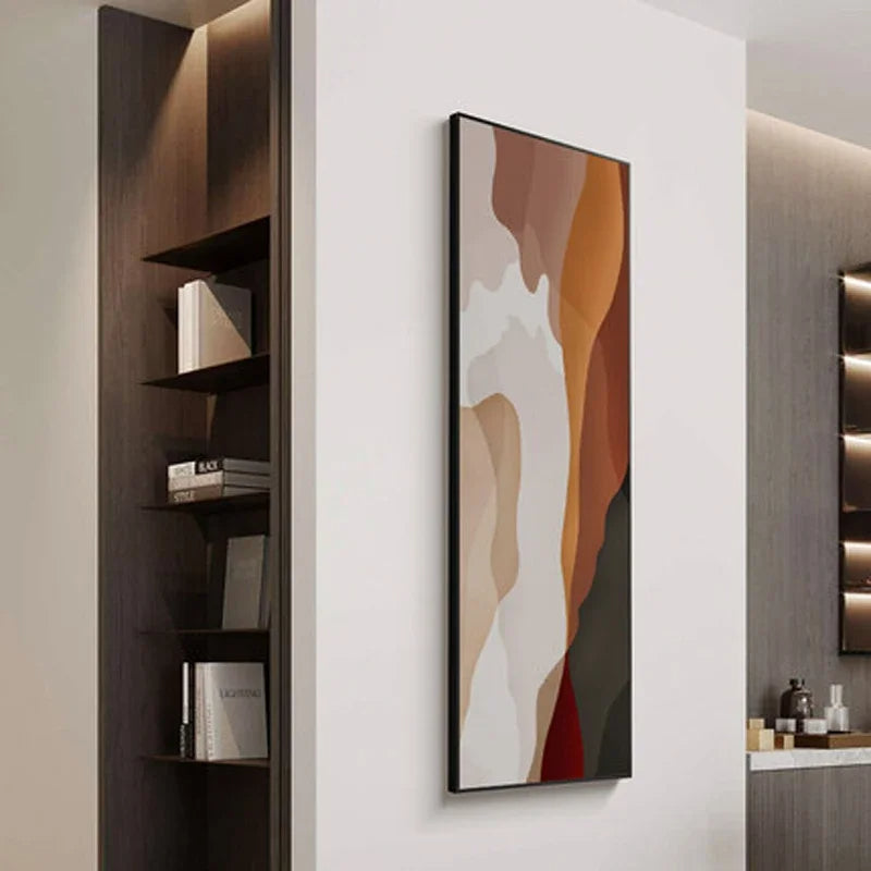 Moderne abstrakte Brauntöne Beige vertikale Wandkunst Fine Art Leinwanddrucke Bilder für Eingangsbereich Wohnzimmer Flur nordische Wohnkultur | Brehn
