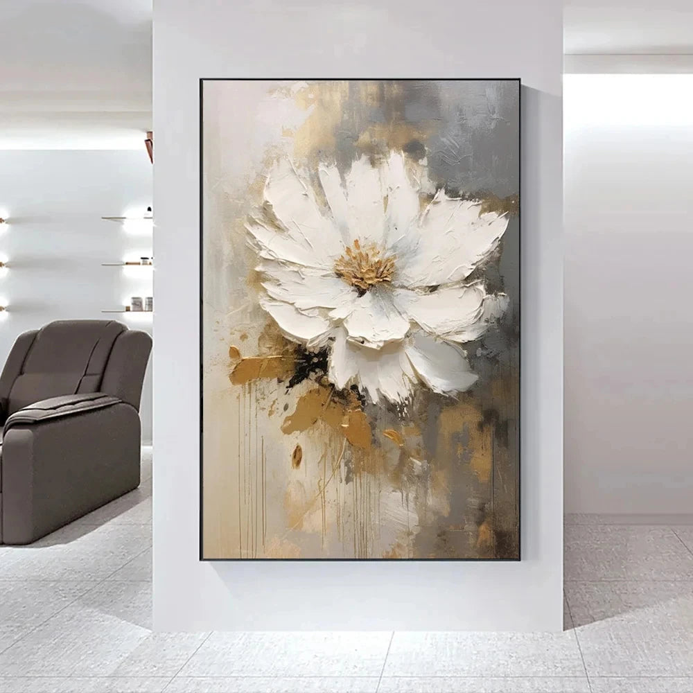 Moderne Abstrakte Weiße Florale Wandkunst Fine Art Leinwanddrucke Helle Luxus Botanische Bilder Für Wohnzimmer Eingang Flur Wand | Brehn
