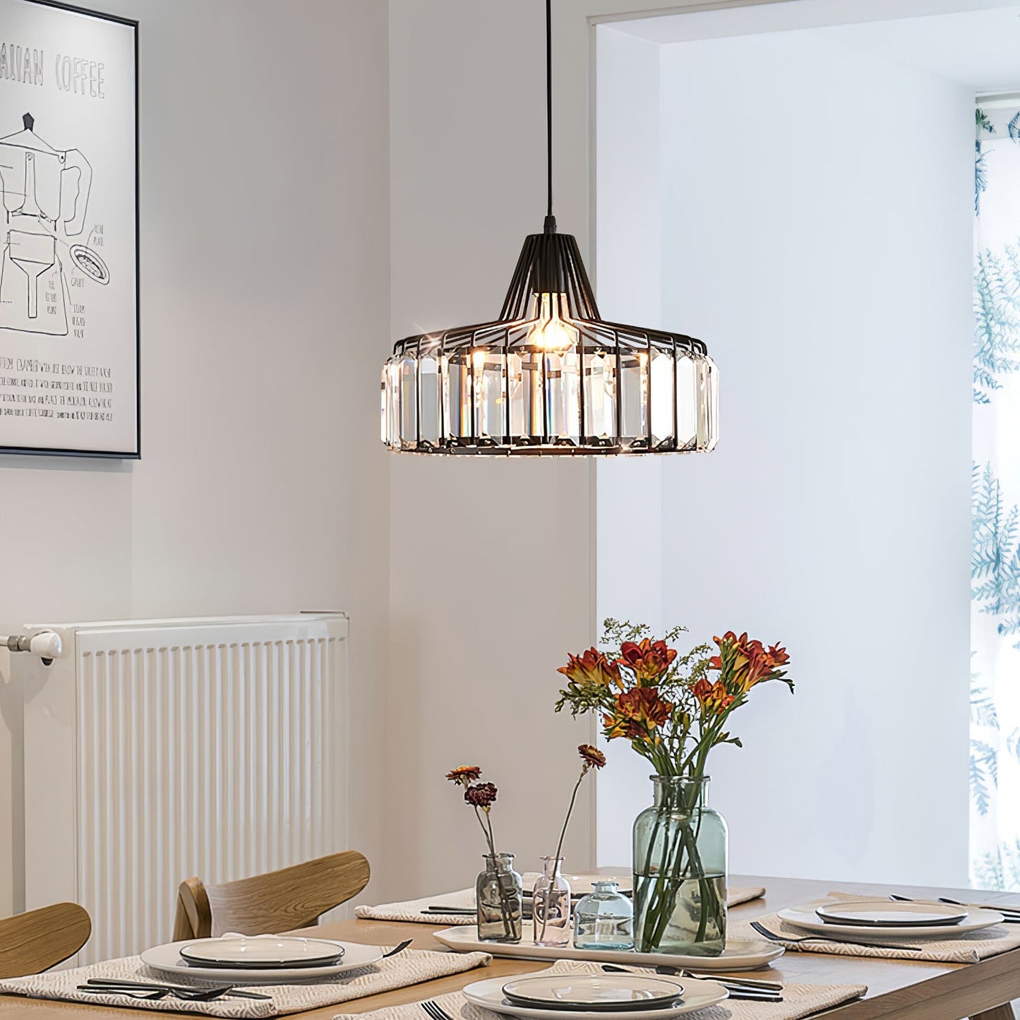 Modern schwarze Kristall Pendelleuchte | Brehn