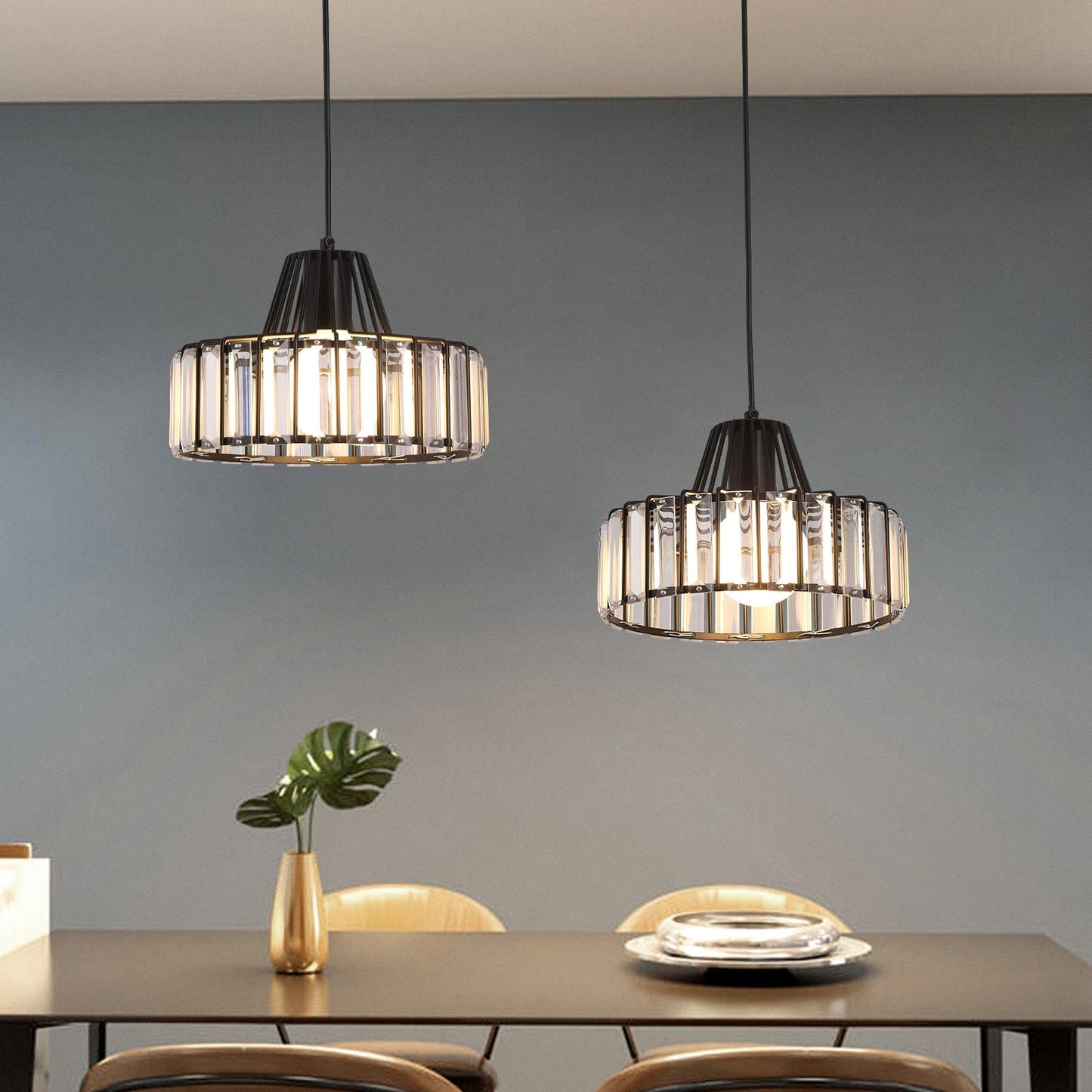 Modern schwarze Kristall Pendelleuchte | Brehn