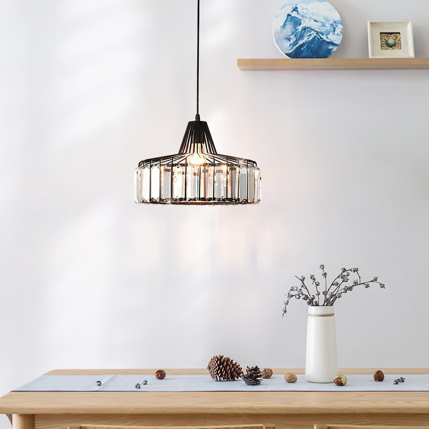 Modern schwarze Kristall Pendelleuchte | Brehn