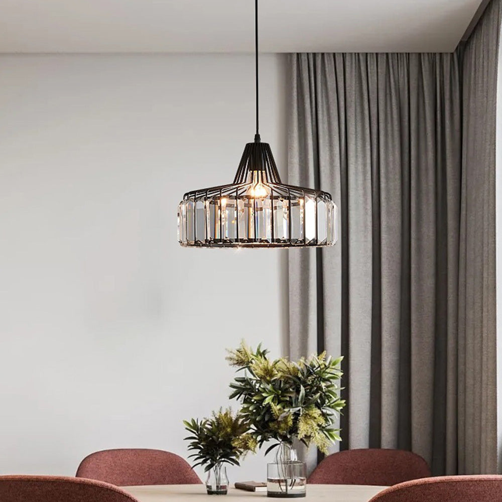 Modern schwarze Kristall Pendelleuchte | Brehn