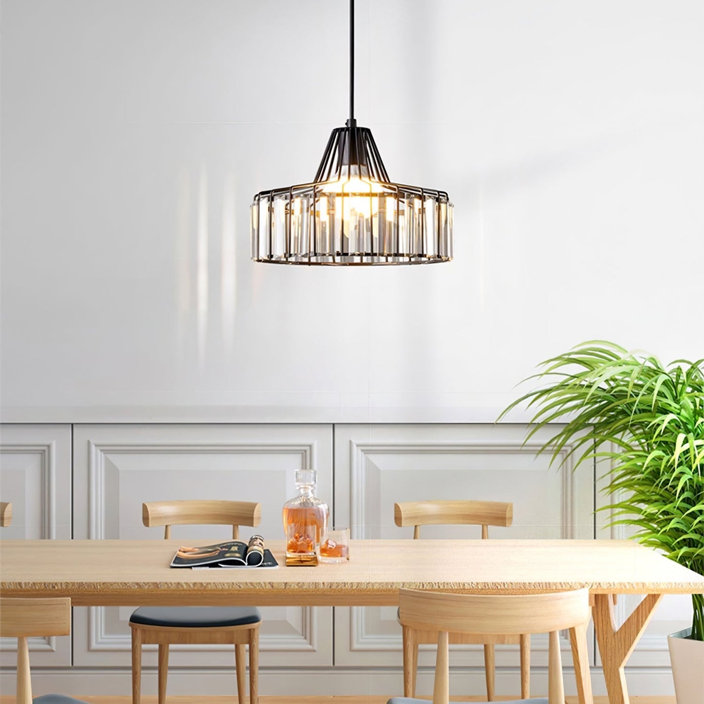 Modern schwarze Kristall Pendelleuchte | Brehn