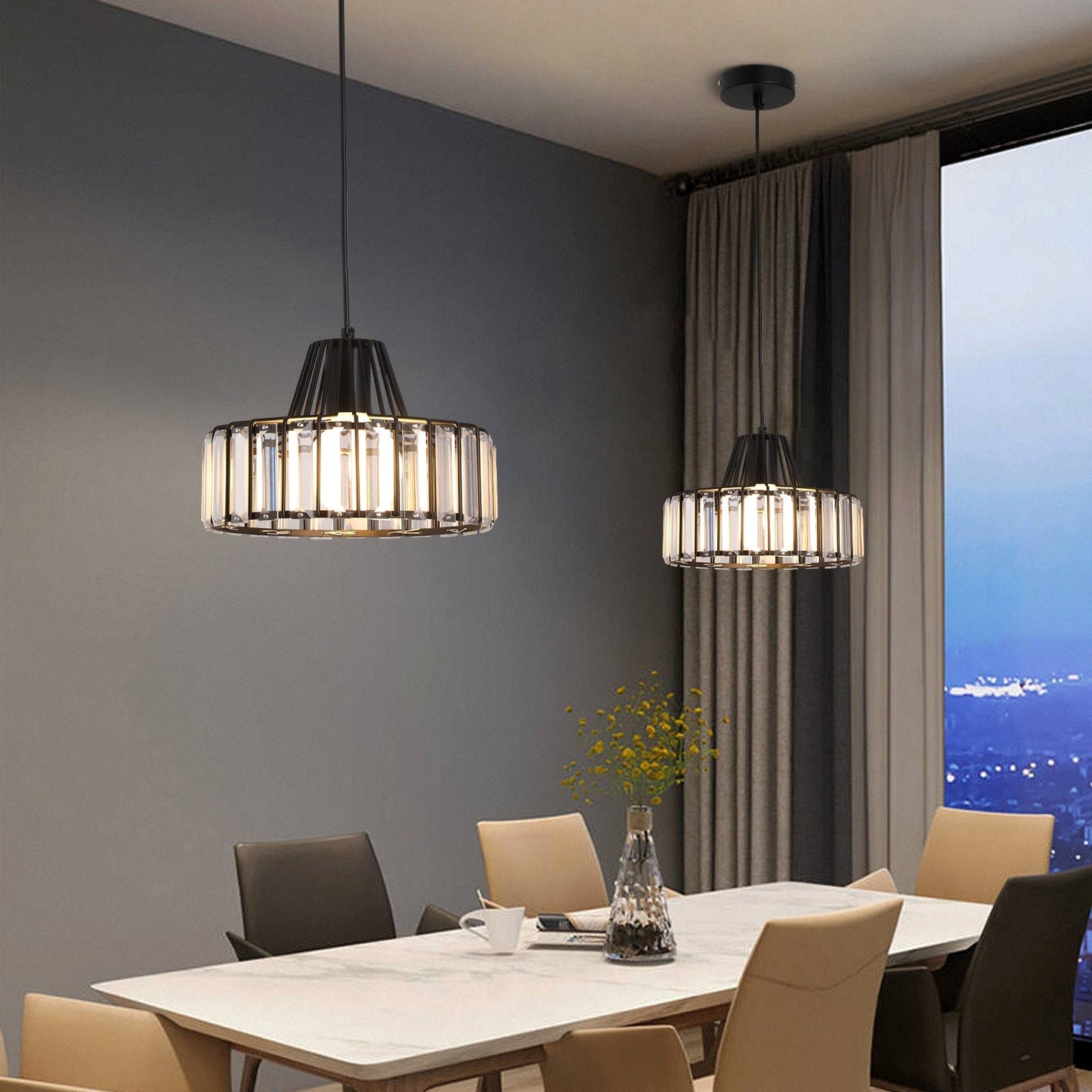 Modern schwarze Kristall Pendelleuchte | Brehn