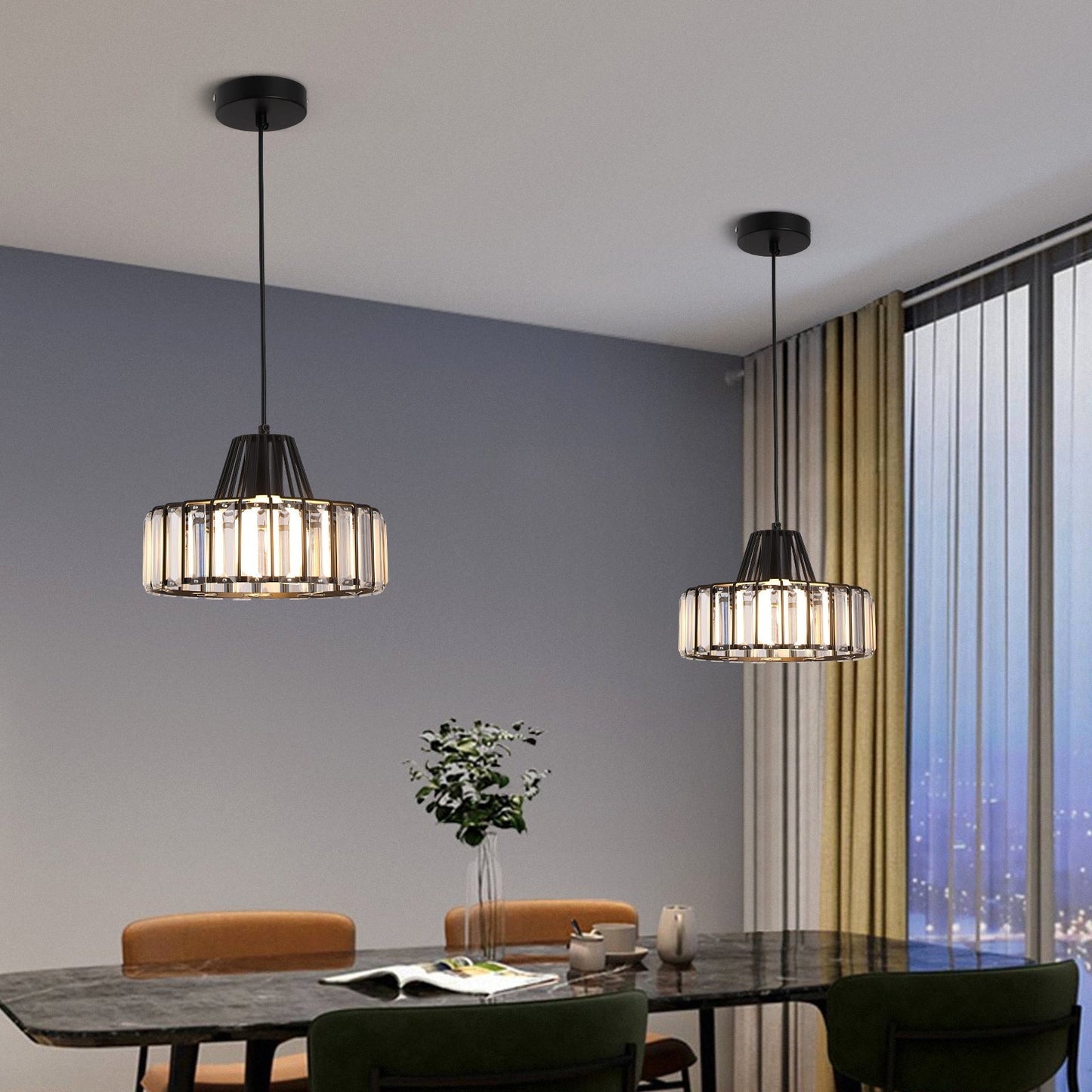 Modern schwarze Kristall Pendelleuchte | Brehn