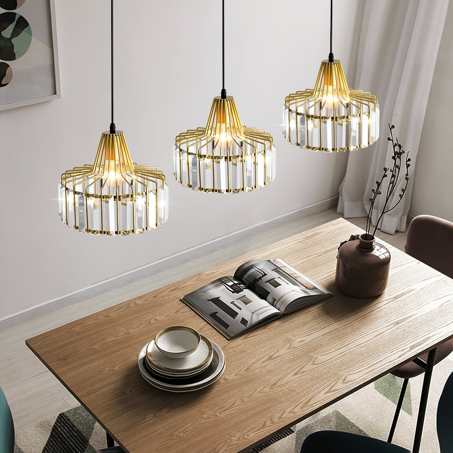 Modern schwarze Kristall Pendelleuchte | Brehn