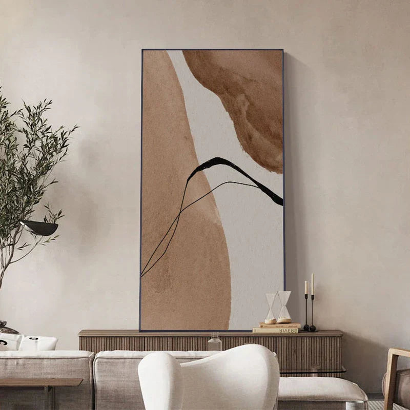Abstrakte organische neutrale Farbwandkunst Fine Art Leinwanddruck Hochformat Nordic Bild für Wohnzimmer Schlafzimmer Skandinavisches Foyer Kunst Dekor