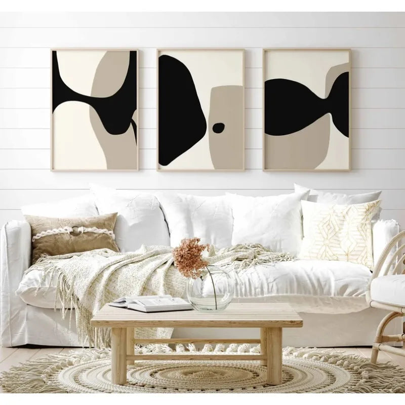 Moderne Schwarze Beige Figure Abstract Wandkunst Fine Art Leinwanddrucke Bilder Für Wohnzimmer Schlafzimmer Kunst Für Zeitgenössische Innenräume | Brehn