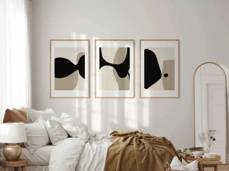 Moderne Schwarze Beige Figure Abstract Wandkunst Fine Art Leinwanddrucke Bilder Für Wohnzimmer Schlafzimmer Kunst Für Zeitgenössische Innenräume | Brehn