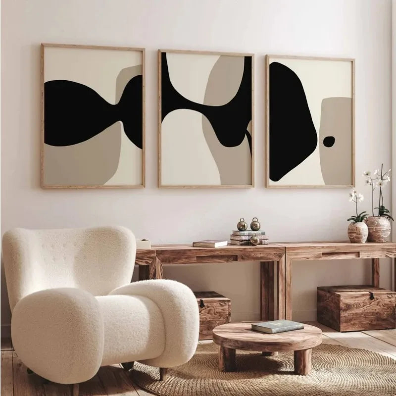 Moderne Schwarze Beige Figure Abstract Wandkunst Fine Art Leinwanddrucke Bilder Für Wohnzimmer Schlafzimmer Kunst Für Zeitgenössische Innenräume | Brehn