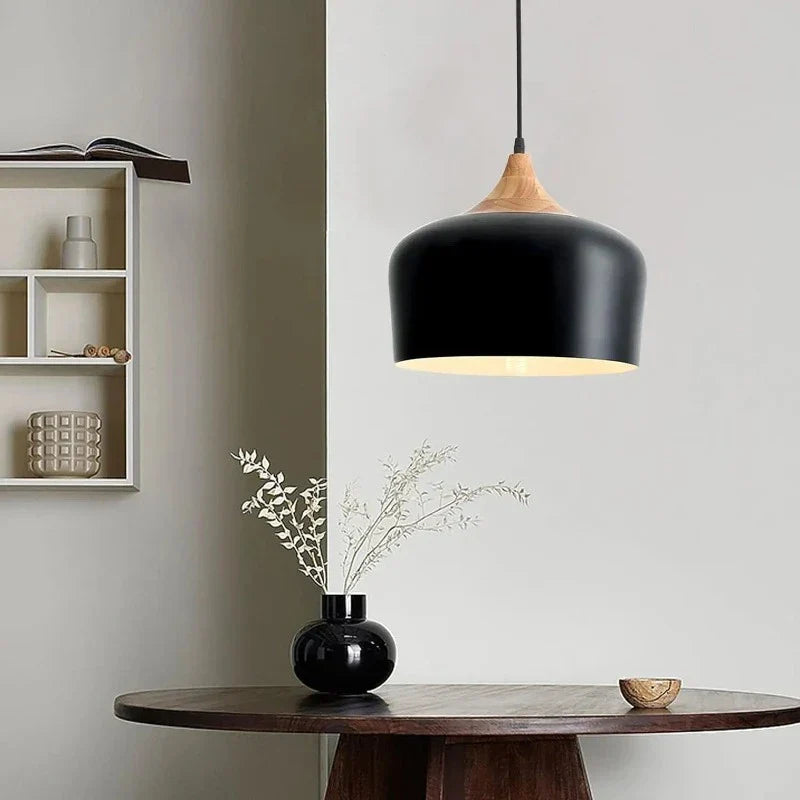 Moderne Skandinavische Hängelampe – Holz & Metall Pendelleuchte für Schlafzimmer | Brehn