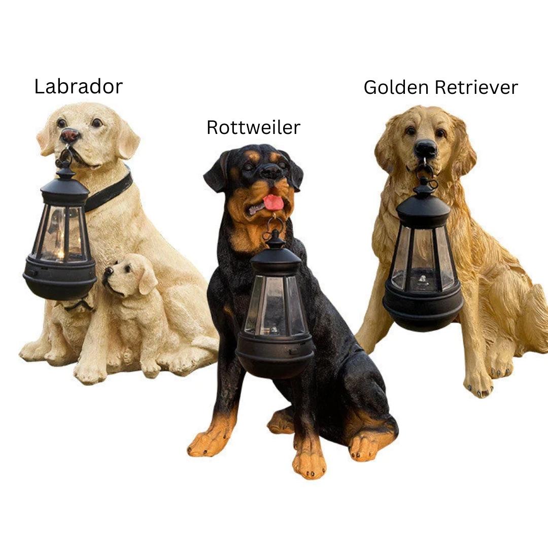 Brehn | Solarbetriebene Hundestatue mit LED-Beleuchtung - LumiPup