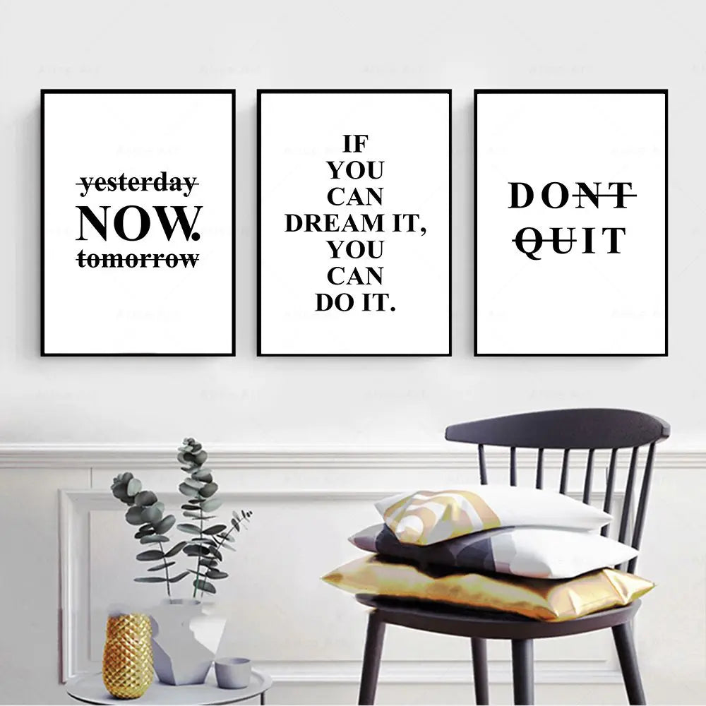 Motivationsworte Wandkunst Fein Kunst Leinwanddrucke Schwarz & Weiß Inspirierende Zitate Poster Für Wohnzimmer Schlafzimmer Arbeitszimmer Kunst Dekor | Brehn