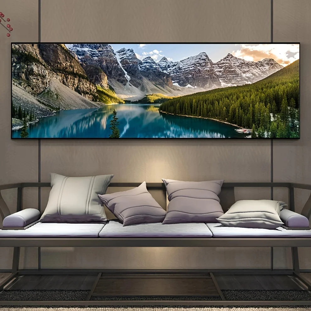 Bergsee Wald Wildnis Wandkunst Großformat Leinwanddrucke Breitformat Landschaftsbild Für Über Das Sofa Oder Über Das Bett | Brehn