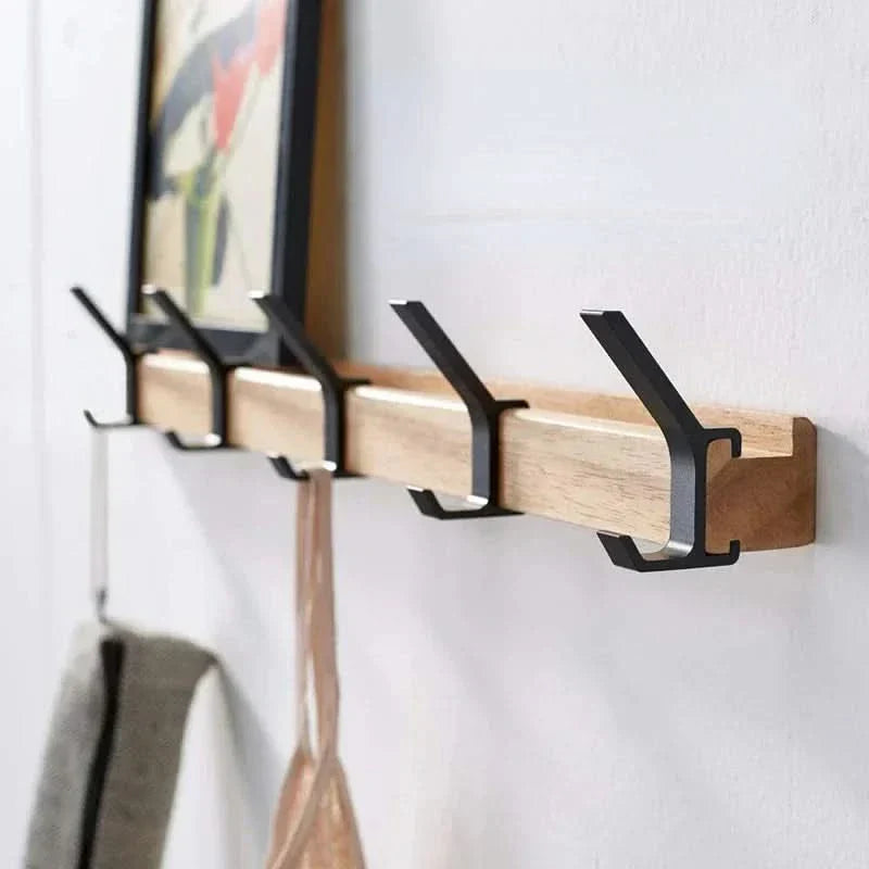 Nordische Wandgarderobe mit verstellbaren Haken – Schwarz