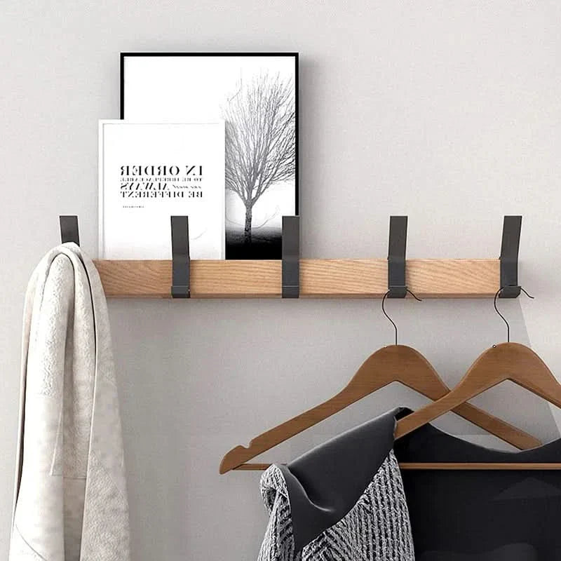 Nordische Wandgarderobe mit verstellbaren Haken – Schwarz