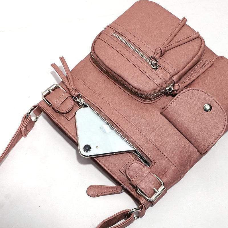 Schultertasche aus weichem PU mit mehreren Fächern