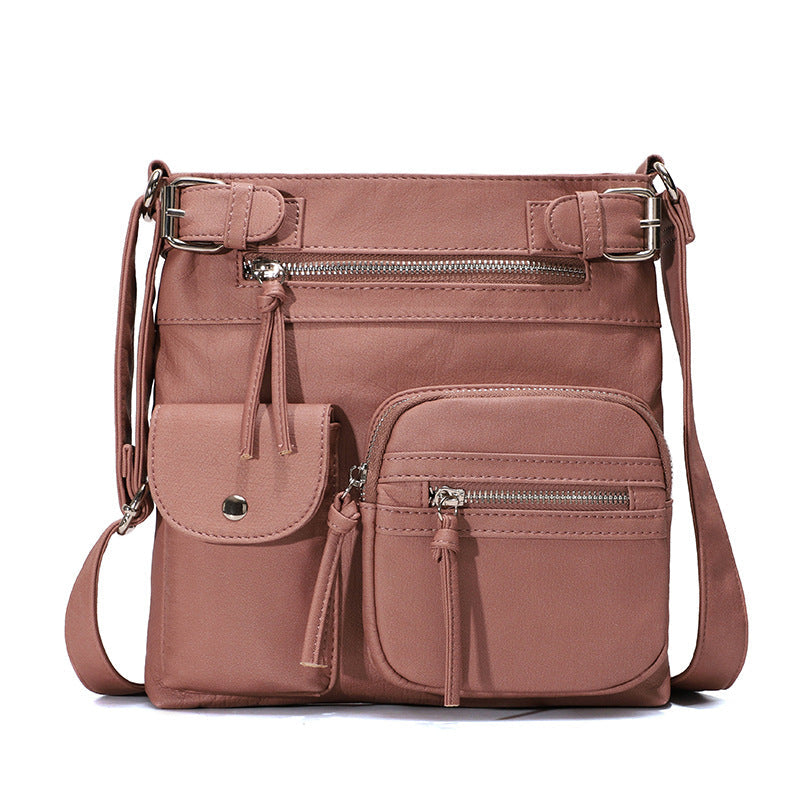 Schultertasche aus weichem PU mit mehreren Fächern