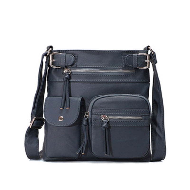Schultertasche aus weichem PU mit mehreren Fächern