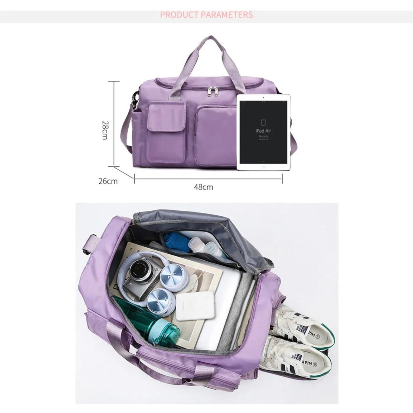 Multi-Taschen Reisetasche, Sport- und Gymnastik-Duffle mit separatem Schuhfach