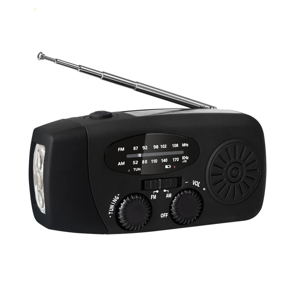 Kaufen Sie Multifunktionales Notfallradio – Ladefunktion mit LED-Taschenlampe und Handgenerator für Mobiltelefone – Bestes Notfallradio | Brehn