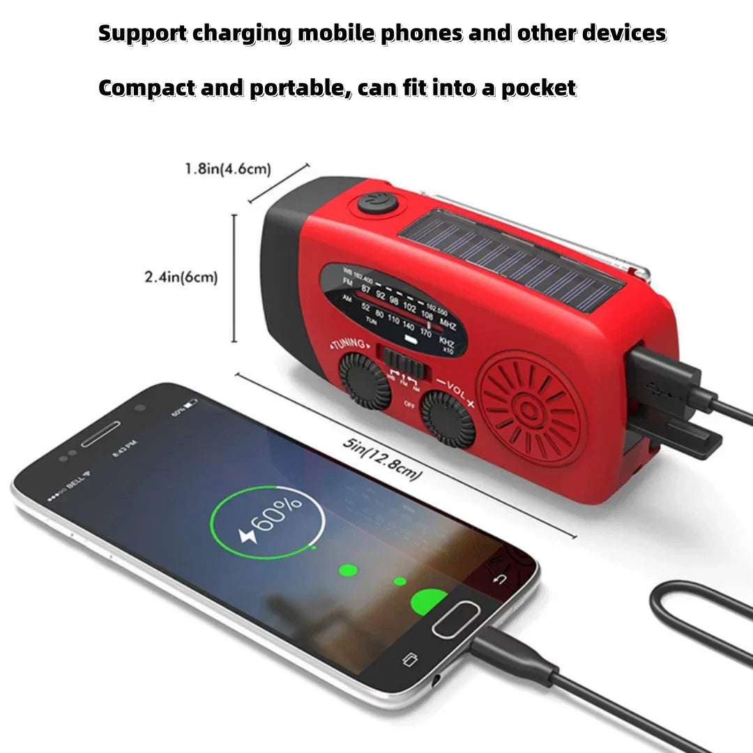 Kaufen Sie Multifunktionales Notfallradio – Ladefunktion mit LED-Taschenlampe und Handgenerator für Mobiltelefone – Bestes Notfallradio | Brehn