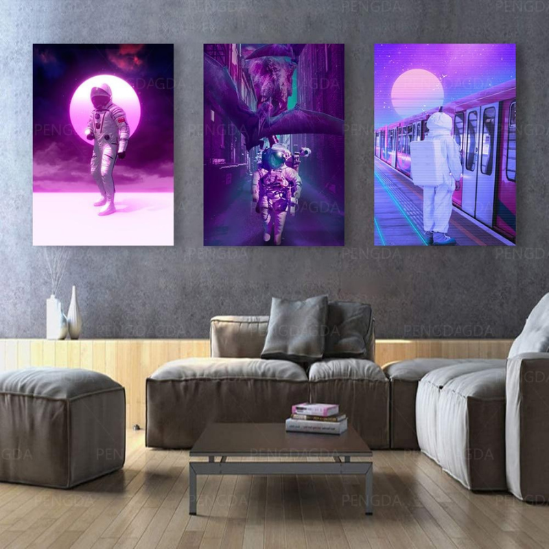 Astronout Synthwave - Leinwand Wandkunst Gemälde