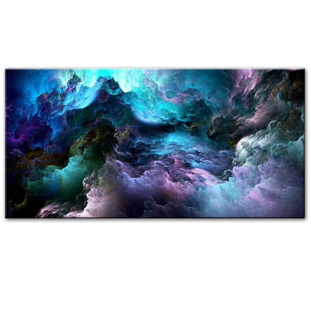Mysteriöse Alien Wolken Wandkunst Fine Art Leinwanddruck Lebhaft Blau Lila Abstraktes Bild Für Wohnzimmer Schlafzimmer Inspirierende Wohnkultur