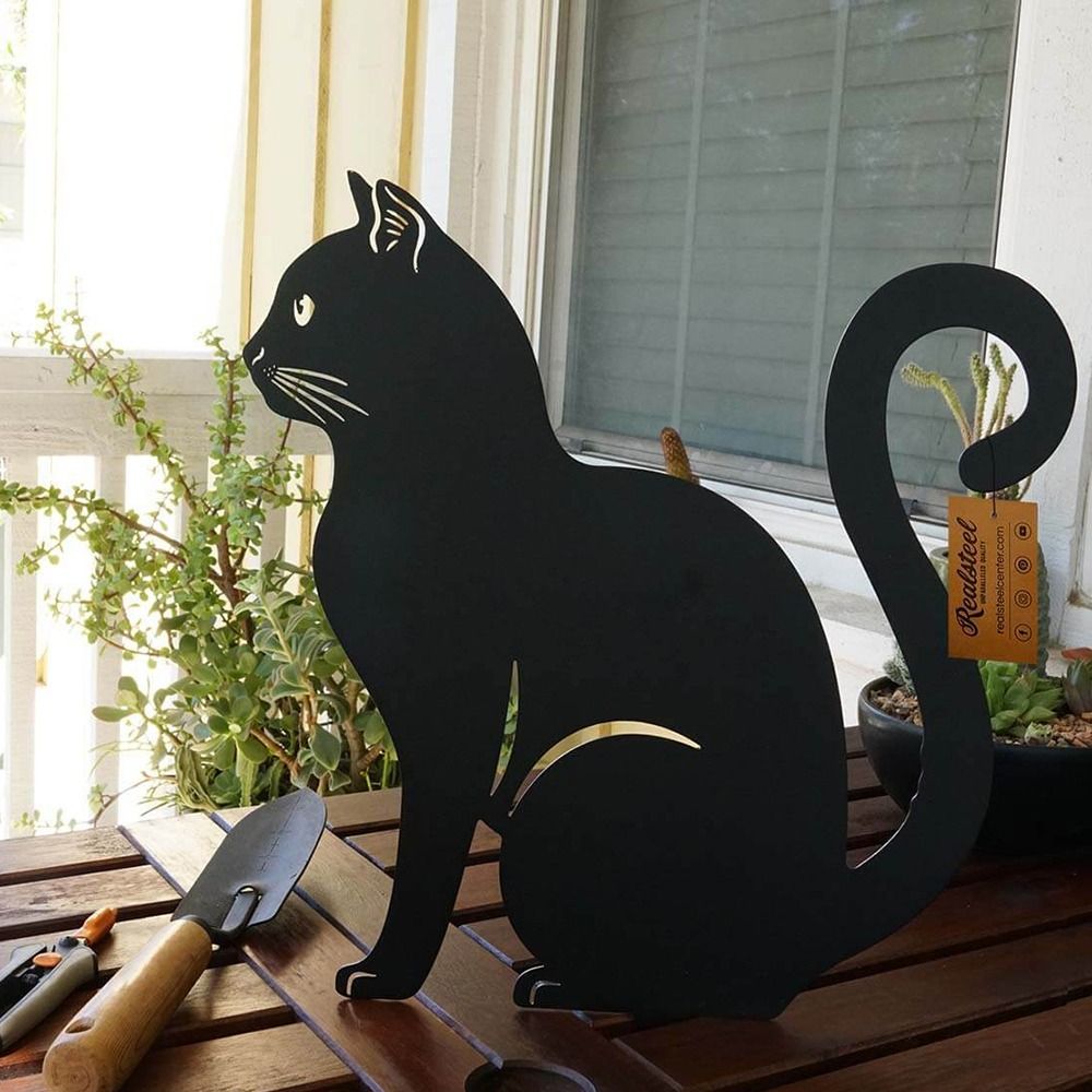 Brehn | Mystische schwarze Katze kreative Gartenfigur