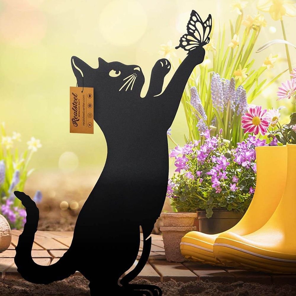 Brehn | Mystische schwarze Katze kreative Gartenfigur