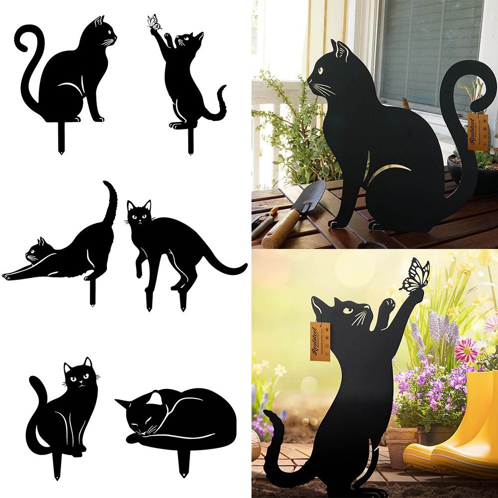 Brehn | Mystische schwarze Katze kreative Gartenfigur