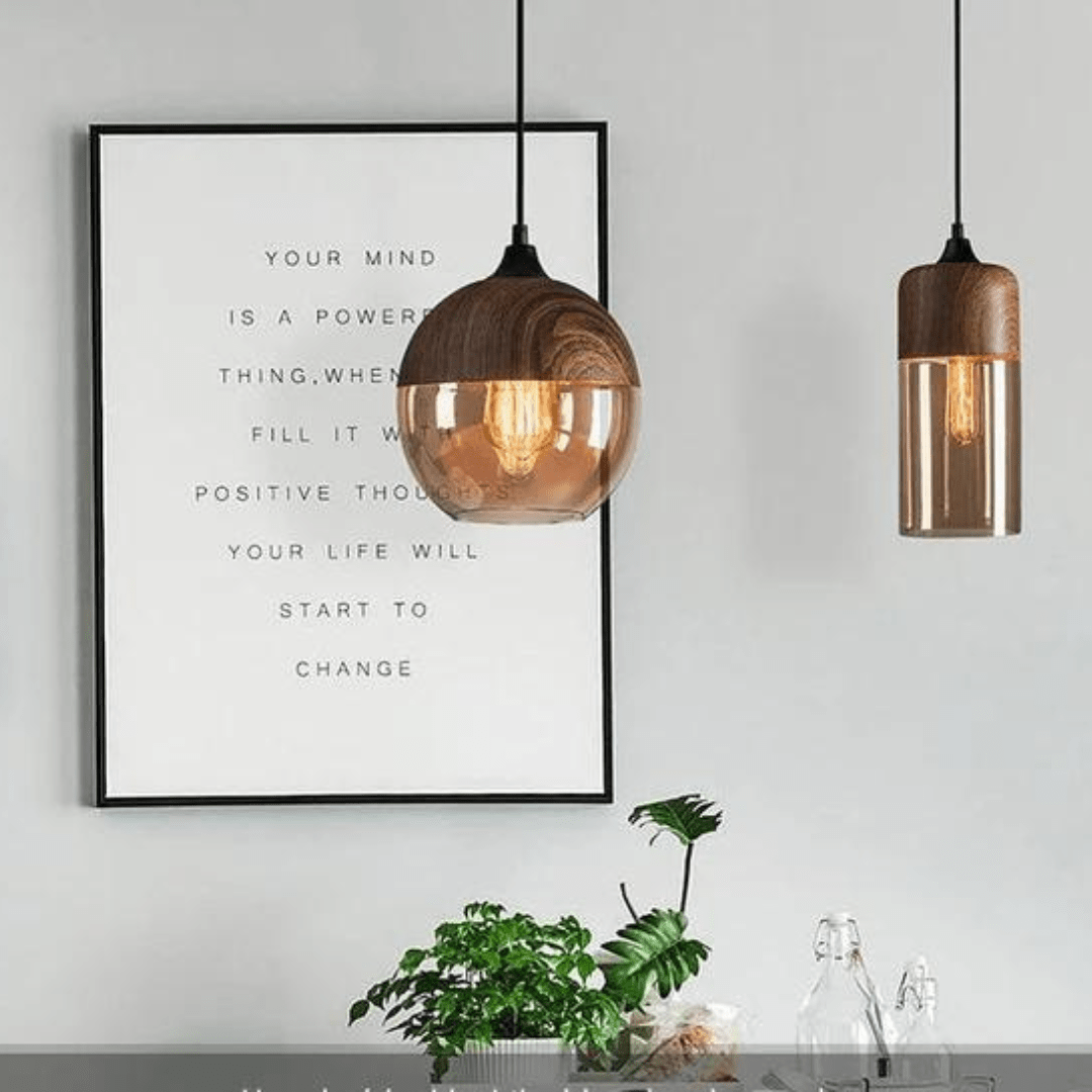 Minimalistische Deckenleuchte aus Holz für moderne Interieurs