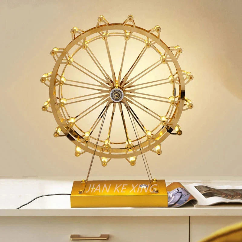 LED Riesenrad Tischlampe, Dekorative Beleuchtung mit Musikfunktion, Retro Schreibtischleuchte für Zuhause | Brehn