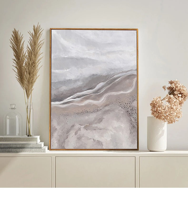 Neutrale Farbtöne Rosa Abstrakte Ozean Küstenlinie Wandkunst Feine Kunst Leinwanddrucke Minimalistische Bilder für Wohnraum Schlafzimmer Kunst Dekoration | Brehn
