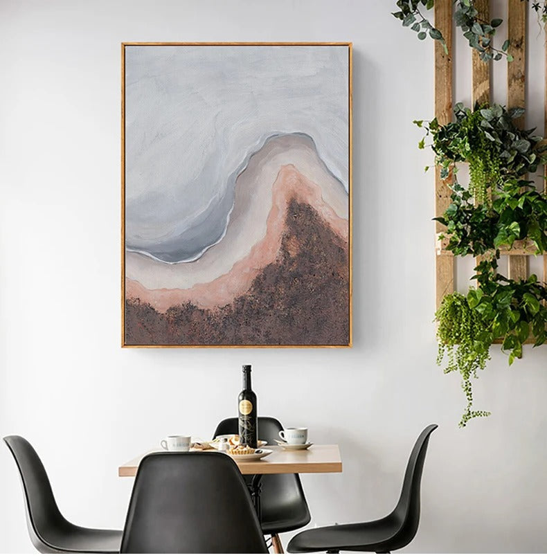 Neutrale Farbtöne Rosa Abstrakte Ozean Küstenlinie Wandkunst Feine Kunst Leinwanddrucke Minimalistische Bilder für Wohnraum Schlafzimmer Kunst Dekoration | Brehn