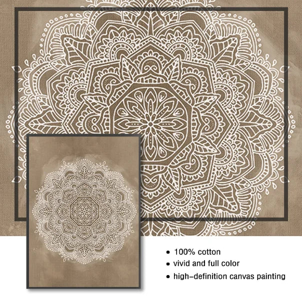 Neutrale Farben Rustikale Mandala Poster Fine Art Leinwanddruck Wandkunst Bilder Für Wohnzimmer Schlafzimmer Kunst Für Salon Spa Boutique Wanddekoration