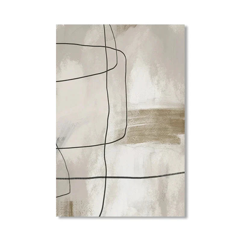 Beige Grau Schwarz Skandinavische Abstrakte Wandkunst Fine Art Leinwanddrucke Beige Graue Bilder Für Minimalistische Wohnzimmerkunst Für Zeitgenössische Interieure | Brehn