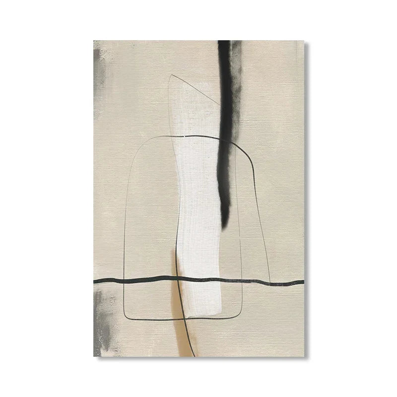 Beige Grau Schwarz Skandinavische Abstrakte Wandkunst Fine Art Leinwanddrucke Beige Graue Bilder Für Minimalistische Wohnzimmerkunst Für Zeitgenössische Interieure | Brehn