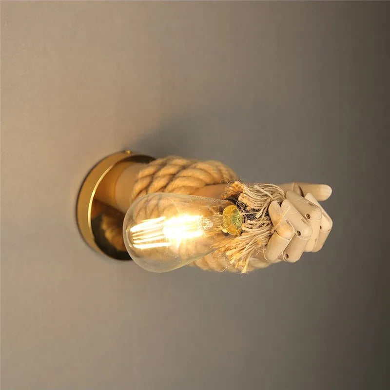 Kreative Wandlampe im Seil-Design mit Griff – Rustikale LED-Lampe für Wohnzimmer & Flur | Brehn