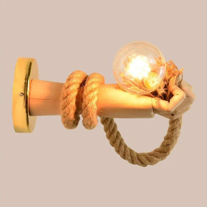 Kreative Wandlampe im Seil-Design mit Griff – Rustikale LED-Lampe für Wohnzimmer & Flur | Brehn