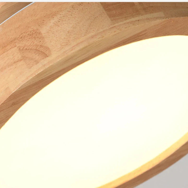 Runde Massivholz Deckenleuchte – Skandinavische Lampe für Wohnzimmer und Flur | Brehn