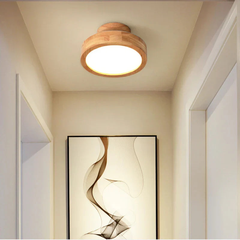 Runde Massivholz Deckenleuchte – Skandinavische Lampe für Wohnzimmer und Flur | Brehn