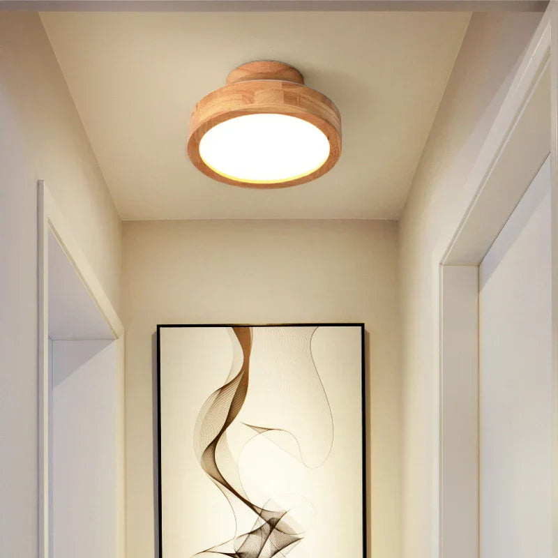 Runde Massivholz Deckenleuchte – Skandinavische Lampe für Wohnzimmer und Flur | Brehn