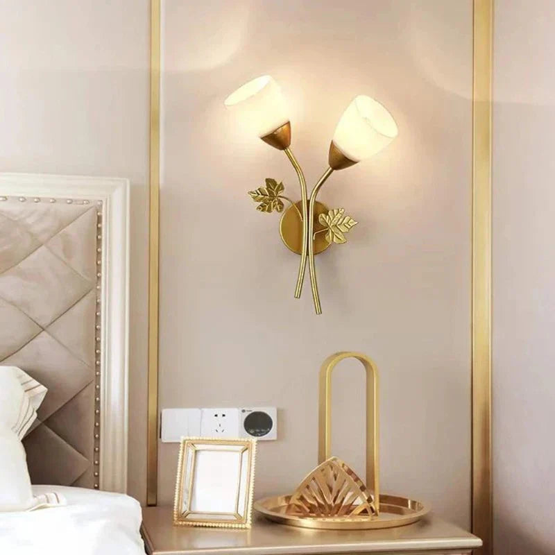 Wandleuchte im Vintage-Stil mit Blattmotiv – LED-Lampe für Flur & Wohnzimmer | Brehn