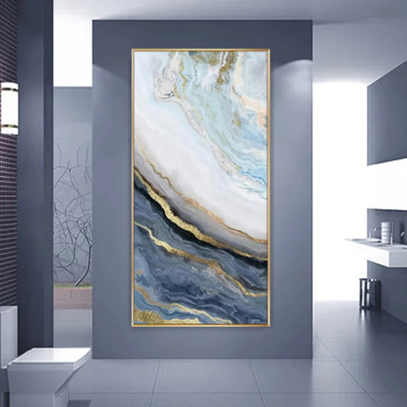Nordic Aqua Blau Grün Goldene Flüssige Marmor Druck Wandkunst Feine Kunst Leinwand Drucken Bilder Für Luxus Wohnzimmer Foyer Hotel Zimmer Dekor | Brehn