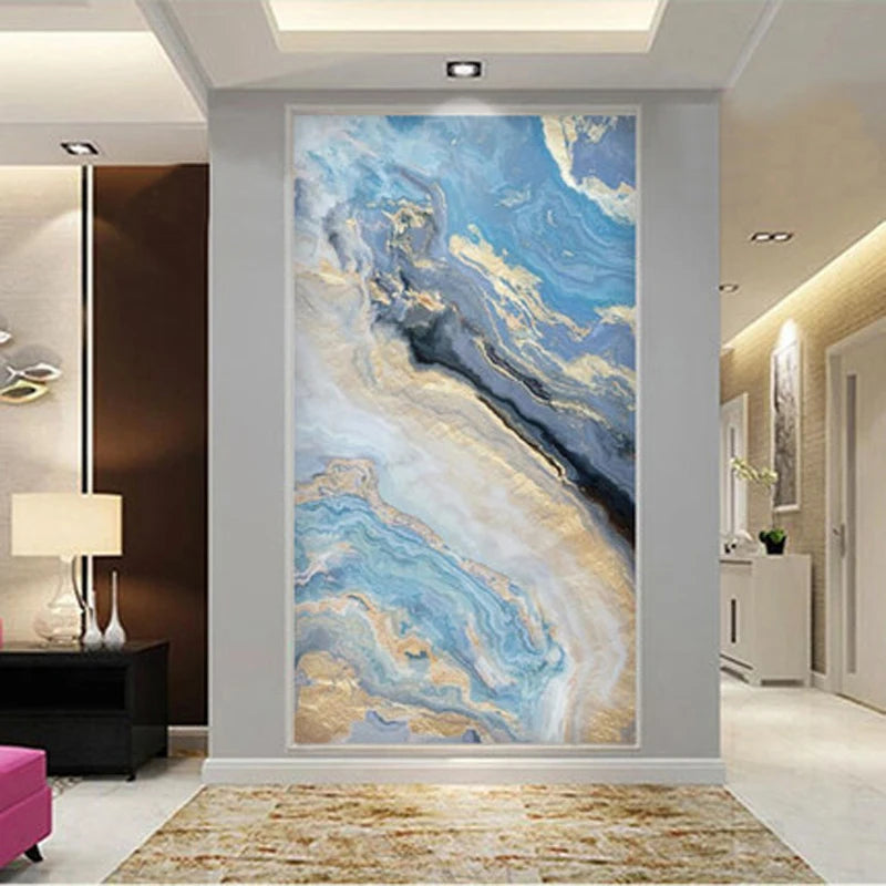 Nordic Aqua Blau Grün Goldene Flüssige Marmor Druck Wandkunst Feine Kunst Leinwand Drucken Bilder Für Luxus Wohnzimmer Foyer Hotel Zimmer Dekor | Brehn