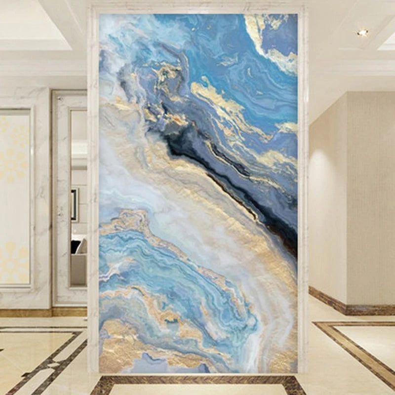Nordic Aqua Blau Grün Goldene Flüssige Marmor Druck Wandkunst Feine Kunst Leinwand Drucken Bilder Für Luxus Wohnzimmer Foyer Hotel Zimmer Dekor | Brehn