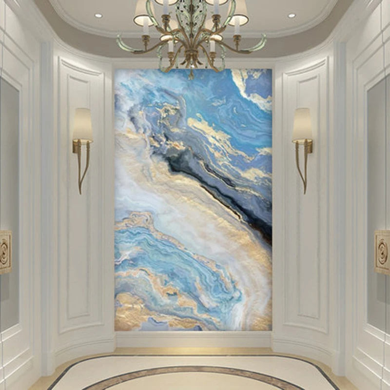 Nordic Aqua Blau Grün Goldene Flüssige Marmor Druck Wandkunst Feine Kunst Leinwand Drucken Bilder Für Luxus Wohnzimmer Foyer Hotel Zimmer Dekor | Brehn