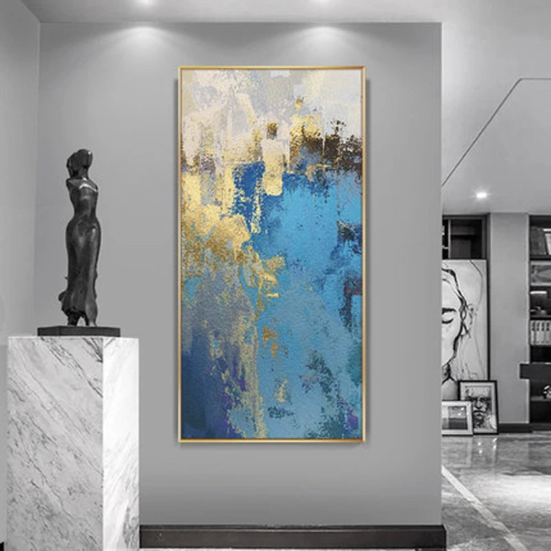 Nordic Aqua Blau Grün Goldene Flüssige Marmor Druck Wandkunst Feine Kunst Leinwand Drucken Bilder Für Luxus Wohnzimmer Foyer Hotel Zimmer Dekor | Brehn