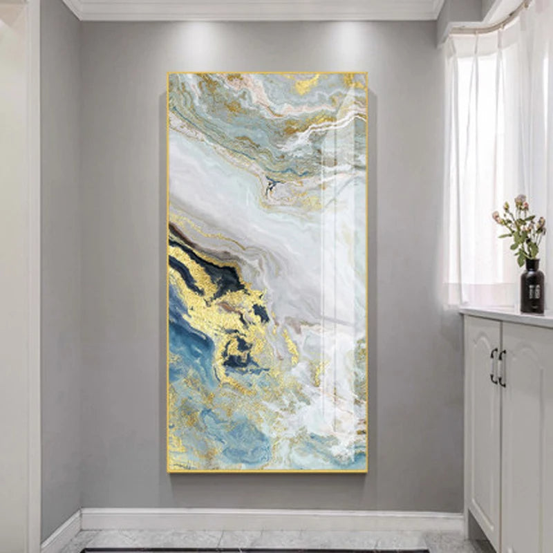 Nordic Aqua Blau Grün Goldene Flüssige Marmor Druck Wandkunst Feine Kunst Leinwand Drucken Bilder Für Luxus Wohnzimmer Foyer Hotel Zimmer Dekor | Brehn